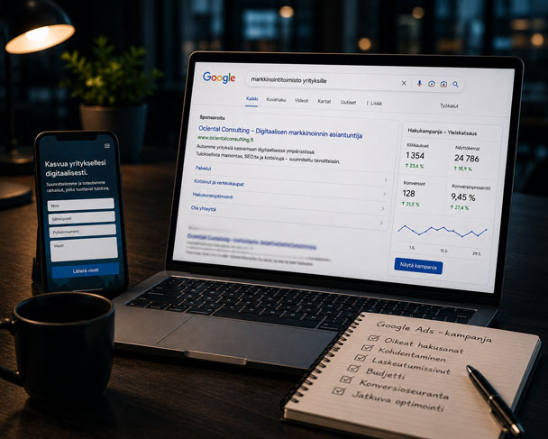 Google Ads tavoittaa asiakkaan silloin, kun hän etsii ratkaisua